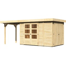 Gartenhaus Karibu Karola 3 mit Anbauschrank und Anbau 2,40 m 566 x 238 cm natur