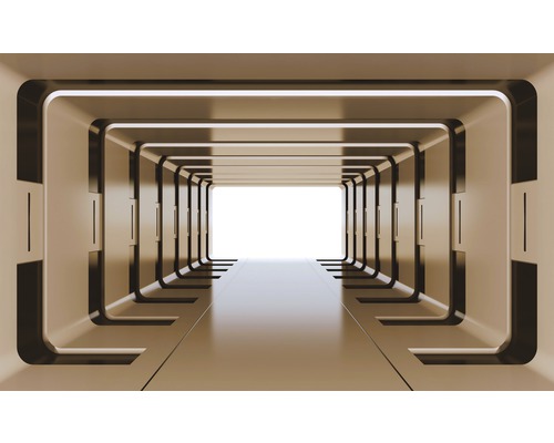 Tunnel éclairé avec des cadres rectangulaires