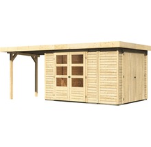 Gartenhaus Karibu Karola 4 mit Anbauschrank und Anbau 2,4 m 546 x 262 cm natur