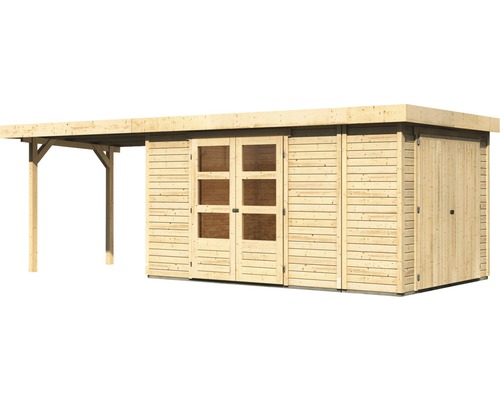 Holzgartenhaus mit Vordach und Doppeltür
