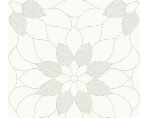 Papier peint intissé 3617-07 Neue Bude 2.0 motif fleurs paillettes blanc
