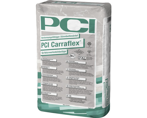 PCI Carraflex® verformungsfähiger Dünnbettmörtel für Naturwerksteinbeläge weiß C2FTE-S1 25 kg