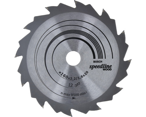 Lame de scie circulaire Bosch Speedline Wood 160x20 mm Z 12 Lame de scie circulaire Bosch Speedline Wood, diamètre de 160 millimètres