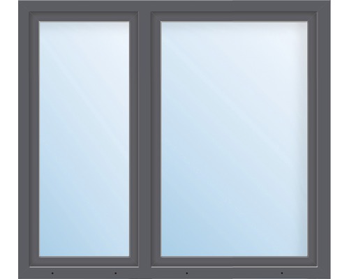 Kunststofffenster 2-flg. ESG ARON Basic weiß/anthrazit 1500x1600 mm (1/3-2/3)