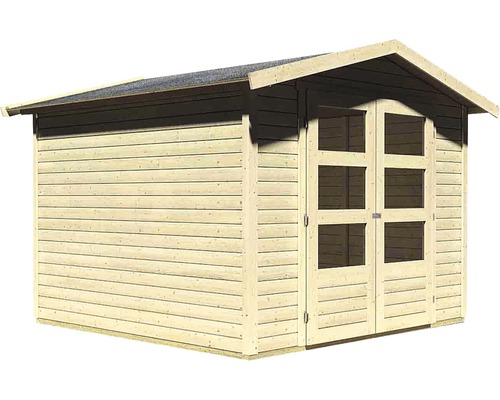 Abri de jardin en bois avec double porte et toit