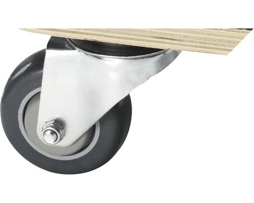 Lenkrolle mit Holzplatte und Befestigung