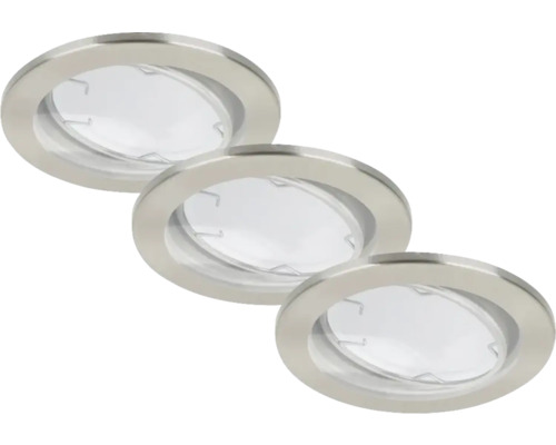 Trois spots encastrables ronds en métal