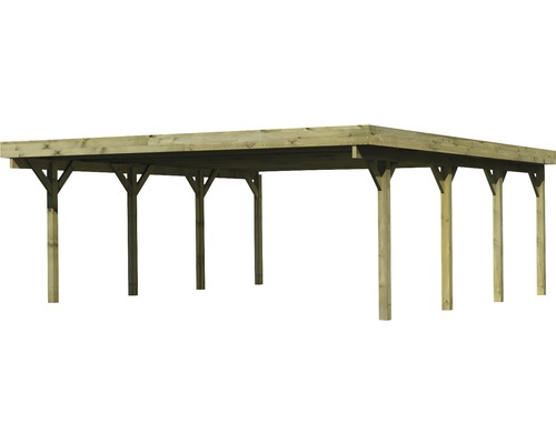 Holzcarport mit Flachdach und Stützpfeilern