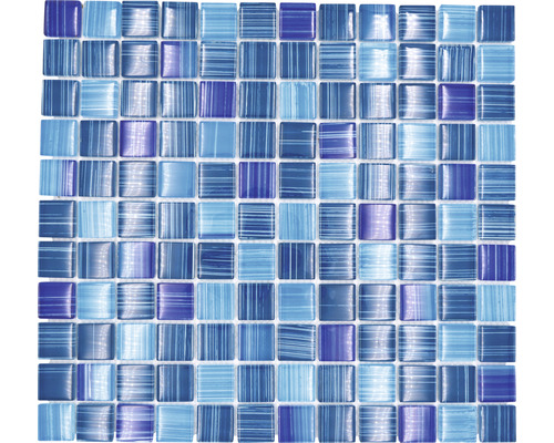 Mosaïques de verre XCM 8285, bleu-blanc, 30,5 x 32,5 cm
