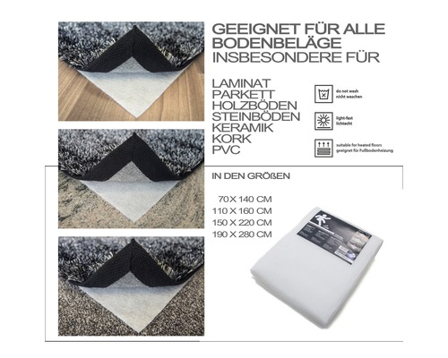 "Geeignet für alle Bodenbeläge, insbesondere Laminat, Parkett, Holzböden, Steinböden, Keramik, Kork und PVC