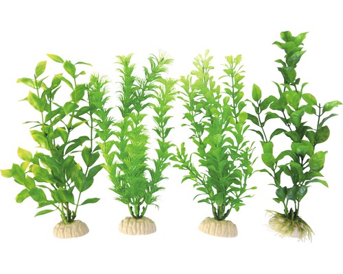 Plantes aquatiques en plastique standards, format moyen 26 cm, 4 pièces, vert