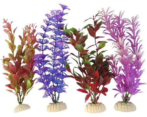 Plantes aquatiques en plastique standards, format moyen 26 cm, 4 pièces