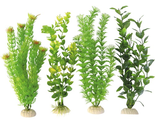 Plantes aquatiques en plastique standards, grand format 33 cm, 4 pièces, vert
