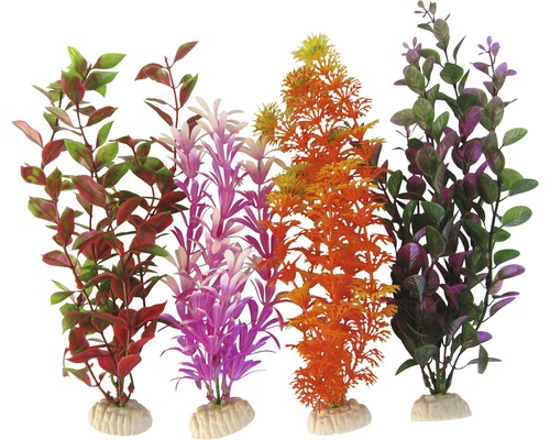 Plantes aquatiques en plastique standards, grand format 33 cm, 4 pièces