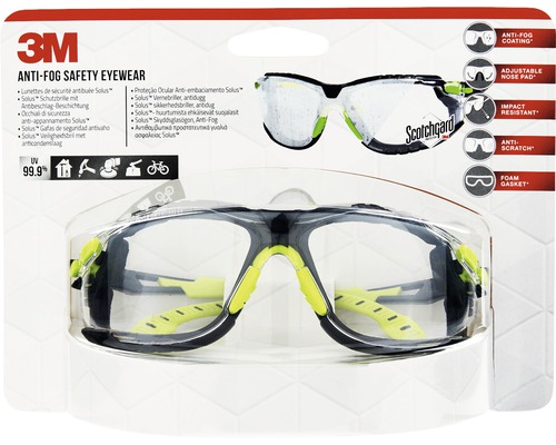 3M Solus Schutzbrille mit Antibeschlagbeschichtung in Verpackung