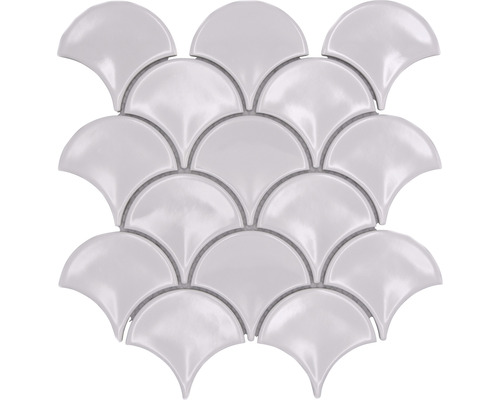 Écailles mosaïque en céramique FS 07W 25,6x27,3 cm blanc Carreau de mosaïque en écailles de poisson