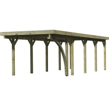 Carport en bois avec toit et piliers de support