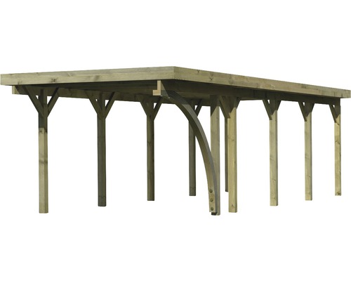 Carport en bois avec toit et piliers de support