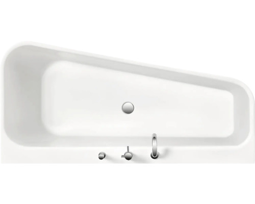 Baignoire rectangulaire avec robinetterie vue de dessus