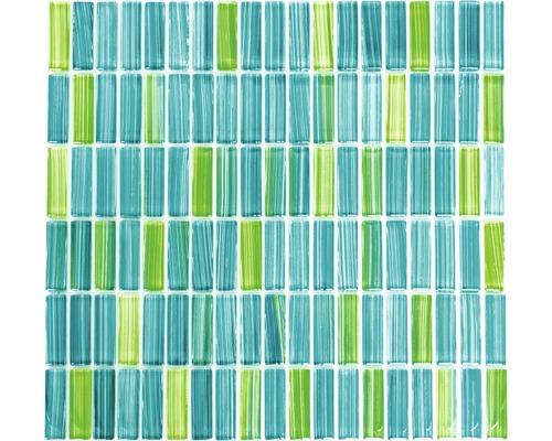 Mosaïque de verre XCM S850, vert-bleu, 30,5x32,5 cm