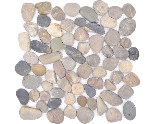 Natursteinmosaik XKF 004M 31,5x31,5 cm beige/schwarz/grau Fliesenmatte mit Natursteinen