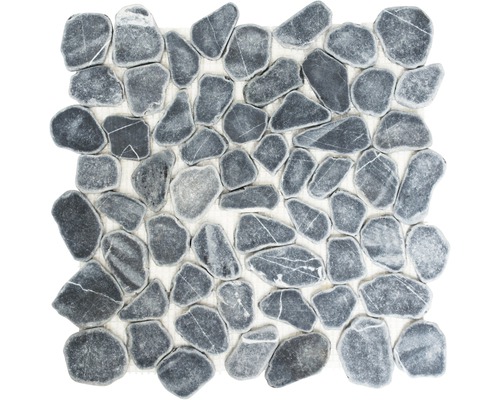 Mosaïques en pierre naturelle XKS 402, noir, 30,5 x 32,5 cm Tapis de mosaïque en pierre naturelle avec des galets