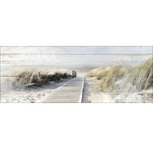 Tableau mural décoratif avec motif de plage et aspect bois