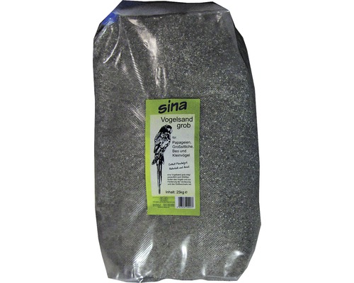 Sable pour cages à perroquets Sina 25 kg Sac de sable grossier pour oiseaux, contenu de 25 kilogrammes