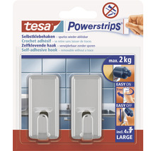 Tesa Powerstrips Selbstklebehaken, spurlos ablösbar, maximale Tragkraft zwei Kilogramm, inklusive vier Stück