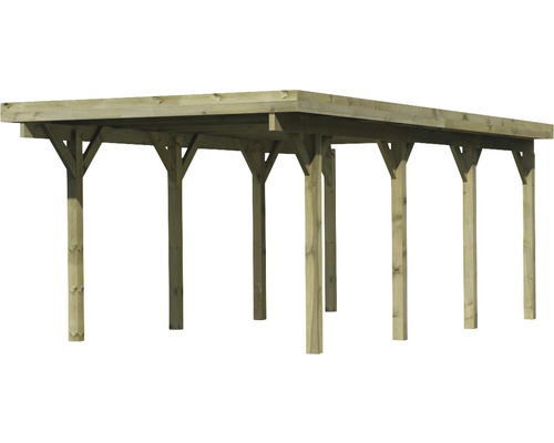 Holzcarport mit Flachdach und Stützpfosten