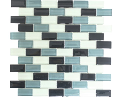 Crystal-Glasmosaik XCM B825 schwarz/grau/weiß 31x32,2 cm