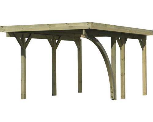 Holzcarport mit geraden und gebogenen Pfosten