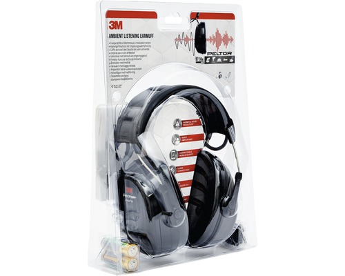 Casque antibruit 3M Peltor à écoute ambiante dans son emballage