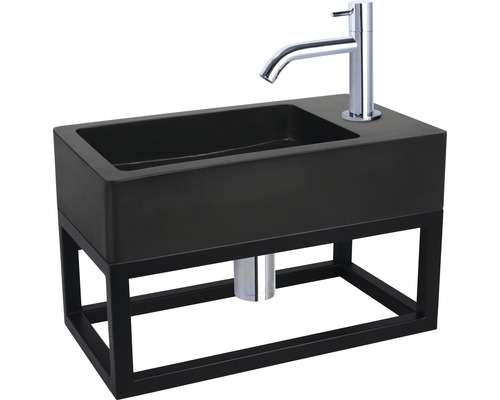 Lavabo avec cadre en acier et robinetterie