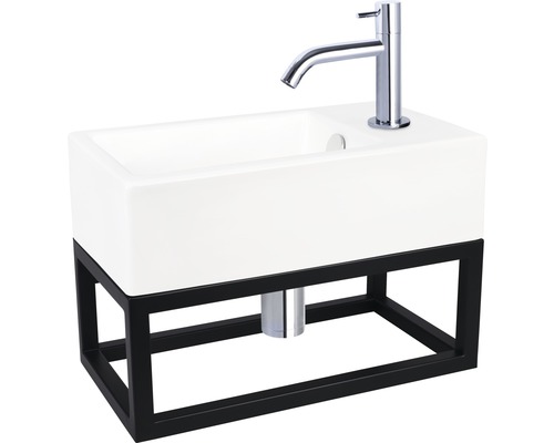 Vasque avec cadre noir et robinet
