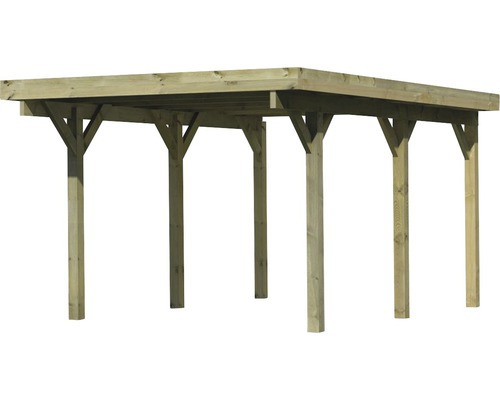 Carport en bois avec six piliers