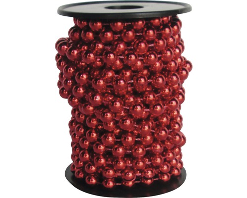 Guirlande ruban de perles Lafiora L 6 m rouge