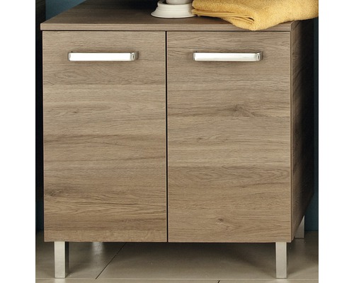 Meuble sous-lavabo avec deux portes et poignées en métal