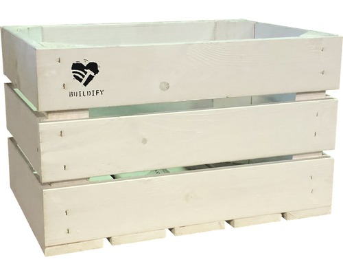 Holzkiste mit Buildify Logo