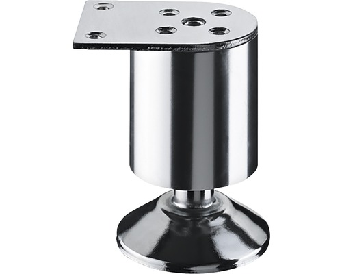 Pied de meuble design Juba rond, chromé, Ø50x100 mm, capacité de charge 50 kg Pied de meuble en métal