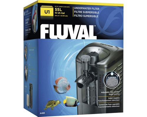Aquarium-Innenfilter Fluval U1 kompl mit. Filtermedien ca. 250 l / h für Aquarium bis ca. 55 l