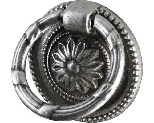 Möbelknopf mit Ring Zinkdruckguss brüniert/silber ØxH 37/9 mm