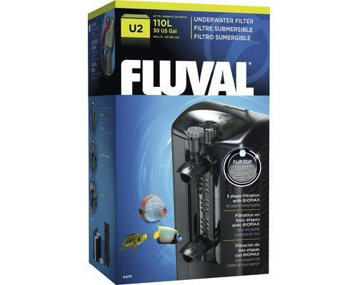 Filtre intérieur pour aquarium Fluval U2 complet avec média filtrant env. 400 l / h pour aquariums jusqu'à env. 45-110 l