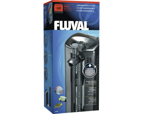 Filtre intérieur pour aquarium Fluval U3 complet avec média filtrant env. 600 l / h pour aquariums jusqu'à env. 90 - 150 l