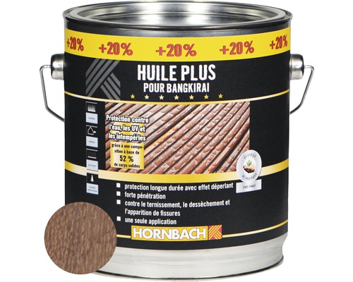 Huile pour bois HORNBACH Plus bangkirai 3 l (20 % gratuit!)