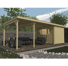 Abri de jardin weka cabane Lounge 1 450 cm Lounge avec plancher 654x295 cm naturel-thumb-0