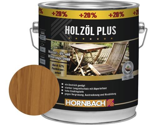 Huile pour bois HORNBACH Plus teck 3 l (20 % gratuit!)