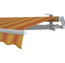 SOLUNA Gelenkarmmarkise Concept 4x2,5 Stoff Dessin 320180 Gestell Silber E6EV1 eloxiert Antrieb rechts inkl. Motor und Wandschalter