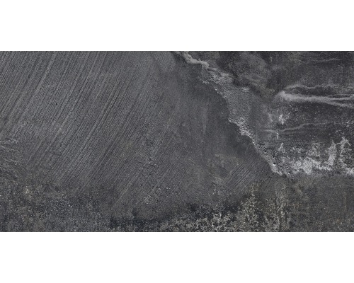 Carrelage pour sol en grès cérame fin Boldstone marengo 32x62,5 cm Gros plan d''un carreau de céramique gris avec une surface structurée