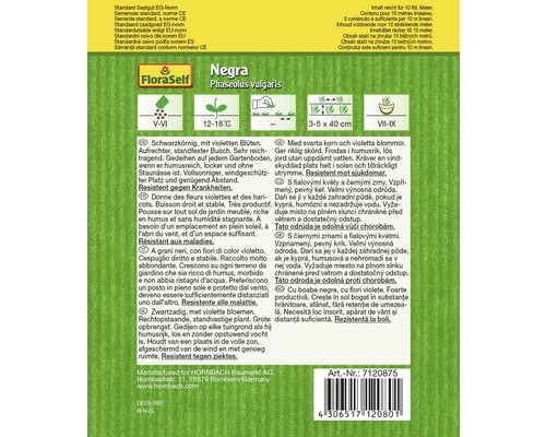Verpackung von FloraSelf Negra Phaseolus vulgaris Bohnensamen